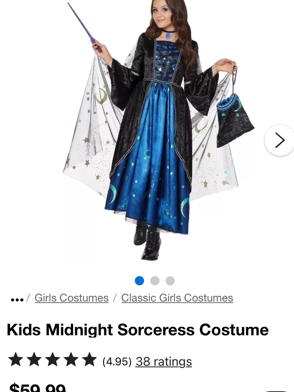 Spirit Midnight Sorceress Costume - Blue & Black